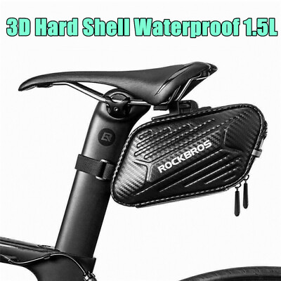 #ad ROCKBROS Cycling Bicycle Waterpoof Seat Buckle Saddle Bag Hard Shell Bag Black $17.99