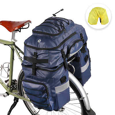 #ad Bike Bag Bike Pannier Bag 3 in 1 Rack Saddle Bag Backpack Rear Seat Bag Shoulder $50.59