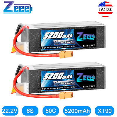 #ad 2PCS Zeee 6S LiPo Battery 5200mAh 22.2V 50C XT90 Plug for Heli Airplane Quad Car $90.29
