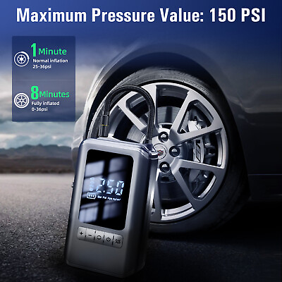 #ad 150PSI Tire Inflator Portable Car Bike Air Pump Compressor Digital Electric USB $17.99
