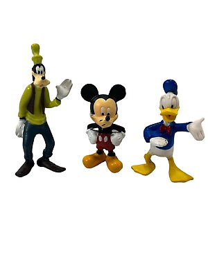 #ad Disney Micky Mouse Donald Duck amp; Goofy Figurines Cake Toppers Toys Kids $6.49
