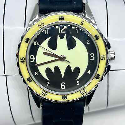 #ad Batman Analog Quartz Stainless Steel Watch Black Silicon Band $33.26