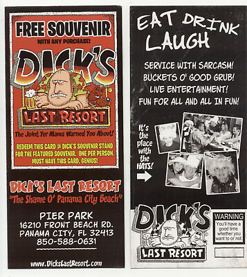 #ad Dick#x27;s Last Resort Panama City Beach Rack Card Advertising Flyer $1.99