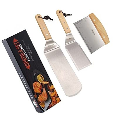 #ad Grill Kit For Men Griddle Flat Top Accessories Scraper BBQ Steel Tools Cook Set $26.65