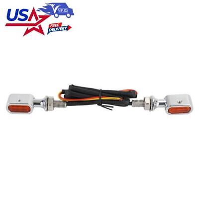 #ad LED Rear Mini Turn Signal Indicator For Sportster Touring Dyna Chrome Amber $26.79