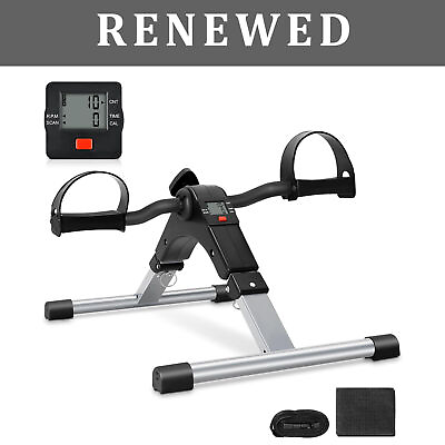 #ad UTEN Mini Exercise Bike Under Desk Pedal Arm Leg Trainer LCD Display Silver $24.99