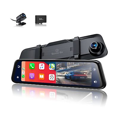 #ad SENSEGO 12quot; 2K Mirror Dash Cam Carplay Android Auto Wireless 1440P Smart Rear... $222.48