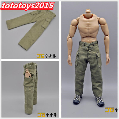 #ad #ad 1 6 Scale Green Pants Casual Pants Model Fit 12#x27;#x27; Male Soldier Figure Body Toy $10.37