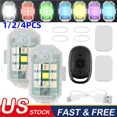 #ad 4xRechargeable Flashing Lights Wireless LED Strobe Light for Motorcycle Bike Car $18.39
