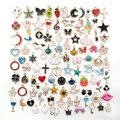 #ad #ad Mixed Random Cute Enamel Charms Bracelet Necklace Jewelry DIY $3.99