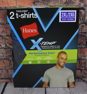 #ad #ad Hanes X Temp Tagless Short sleeve Performance Cool T Shirt 2XL 2 Pack Gray $9.99