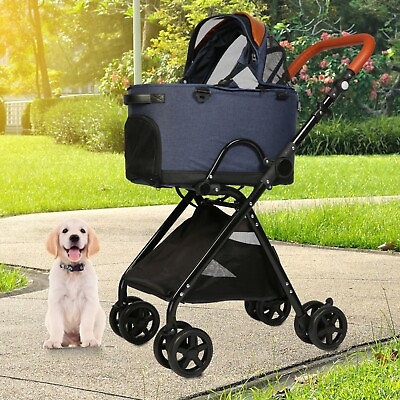 Lonabr Folding Dog Stroller 4 Wheels Detachable Carrier Pet Cat Travel Cart $119.99