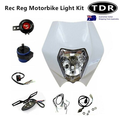 #ad Rec Reg Head Tail Light kit for Honda Yamaha KTM Dirt Pit Trail Bike White AU $93.46