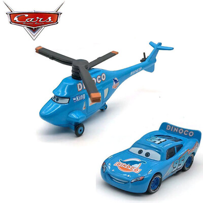 2 Car Disney Pixar Cars DiNOco Helicopter Lightning McQueen 1:55 Diecast Toy Car $10.99
