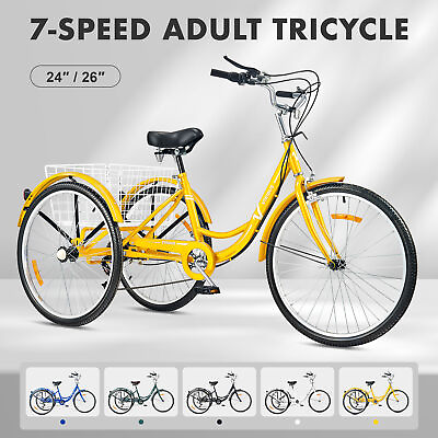 #ad VIRIBUS 24quot; 26quot; 7 Speed Adult Tricycle 3 Wheel Bike Cruiser Trike Bicycle Basket $188.99