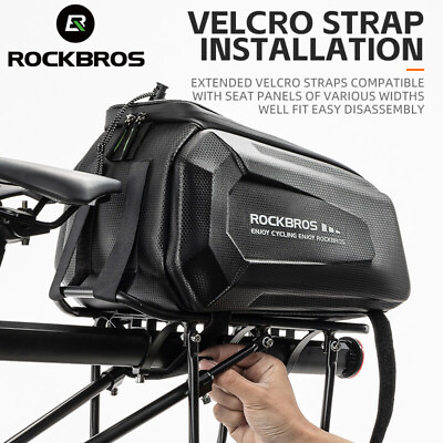 #ad ROCKBROS Bike Rear Seat Pack Trunk Pannier Rack Bag Waterproof Carbon Leather $45.99