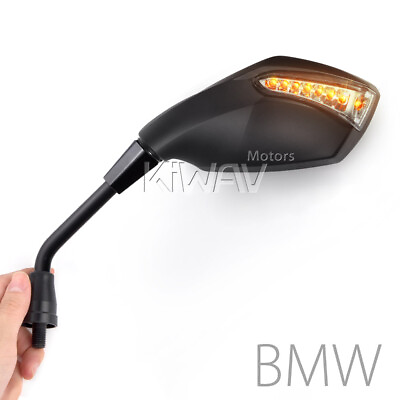 #ad Motorcycle mirrors Fist LED black fits some BMW bike M10 1.5 adapters US STOCK $148.22