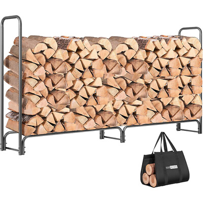 #ad 8FT Firewood Rack Outdoor Heavy Duty Wood Rack for Firewood Indoor Log Holder $44.99