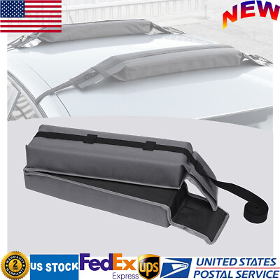 Car Soft Roof Rack Pads Gray For Kayak Surfboard Gray Oxford Cloth PVC Foam $21.85