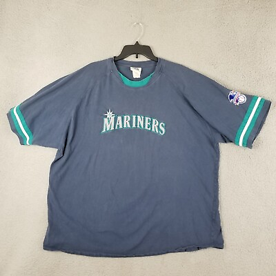 #ad #ad Vintage Seattle Mariners Shirt Lee Sports Men 3XL 26X31 Embroidered Ringer Faded $34.88