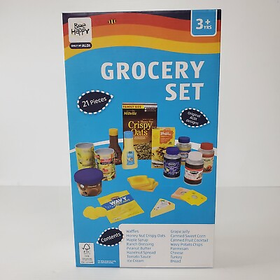#ad Aldi Spring 2024 Child#x27;s Play Grocery Set Bee Happy Pretend Food Toy Collection $49.99