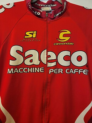 Saeco Cannondale Bike Bicycle Cycling Jersey Red Short Sleeve $30.00