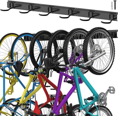 #ad Bike Storage Rack 6 Bike Rack Wall Mount Home and Garage Organizer Vertical Bi $140.44