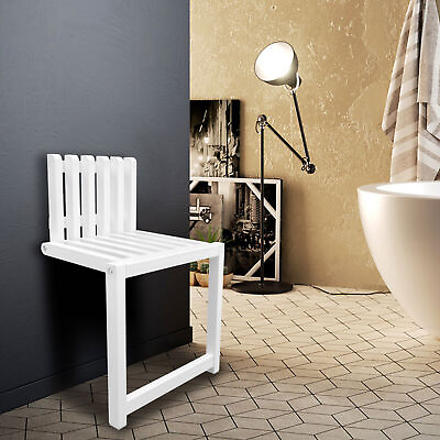 #ad Wall Mounted Wood Folding Chair Entryway Hidden Footstool Bath Seat Bench $65.10