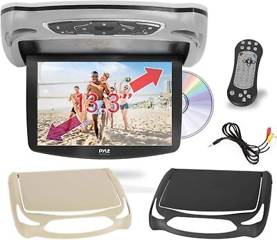 Pyle Car Roof Mount DVD Player Monitor 13.3quot; Vehicle Flip Down Overhead Screen $193.99
