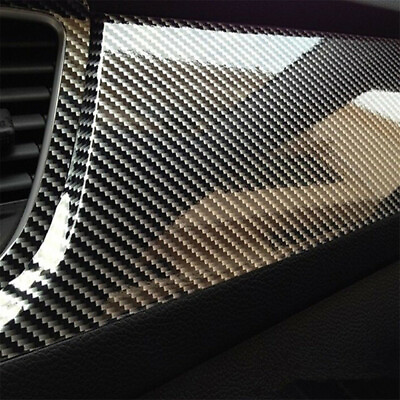 Auto Accessories 7D Glossy Carbon Fiber Vinyl Film Car Interior Wrap Stickers $13.49