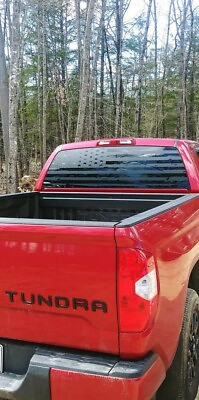 #ad Compatible with Toyota Tundra Full rear glass ..Tattered American flag. Any year $54.95