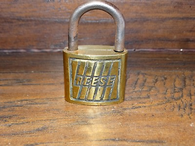 19773a Vintage REESE 4 Brass Padlock Antique Pad Lock No Key $9.99