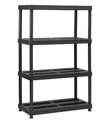 4 Shelf Resin Freestanding Shelves Home Garage Indoor Storage Shelving Black $46.13