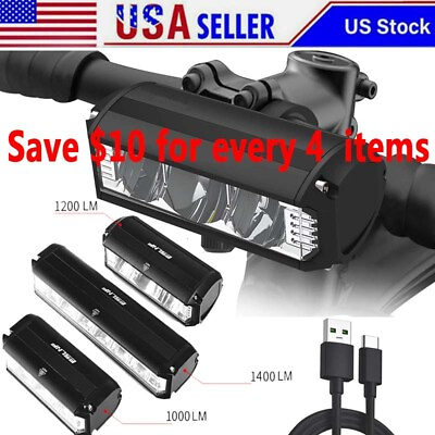 #ad Rechargeable Bike Bicycle Light Outdoor LED Bike Lamp Torch Front Handlebar Lamp $14.99