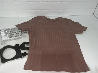 #ad NEW Cute Basic Must Have ASOS DESIGN Tall slim fit t shirt in rib in brown Sz 8 $7.75