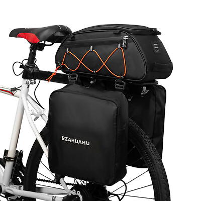 #ad #ad RZAHUAHU Waterproof Bike Rack Bag Trunk Bag With 2 Side Hanging Bags Y8F6 $27.67