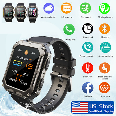 Men Tactical Military Smart Watches Health Tracker Waterproof for Android iPhone $35.99