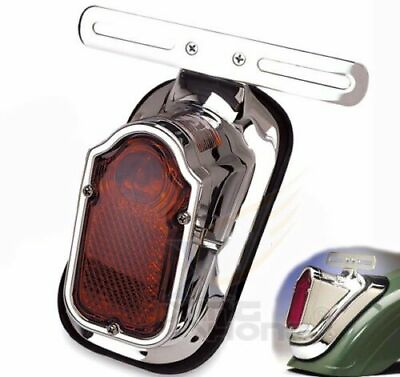 #ad Brake Tail Light Signal For Harley Bike Aluminiu Motorcycle Chrome Red Tombston $40.90