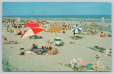 #ad #ad Post Card Greetings from Stone Harbor N.J. Sun Bathers on the Beach D88 $4.99