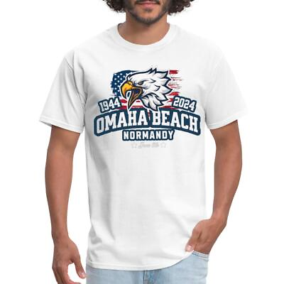 #ad Omaha Beach D Day Normandy 80th Anniversary Eagle Men#x27;s T Shirt $19.99
