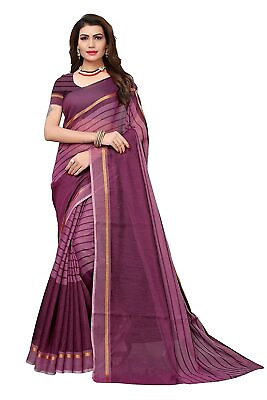 Bollywood Party Saree Wedding Designer Beautiful Cotton Silk Magenta Sari Saris $56.99