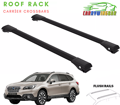 #ad #ad Fits Subaru Outback 2014 2020 Flush Roof Racks CrossBars Black Color $115.00
