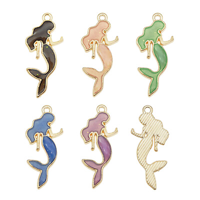 #ad 20pcs Assorted Colors Enamel Alloy Mermaid Pendant Charms DIY Accessories Crafts $3.19