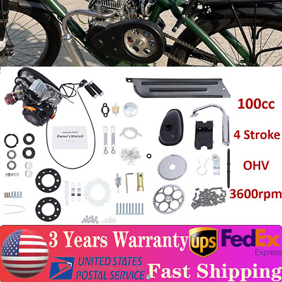 100cc 4 Stroke Gasoline Engine Bike DIY Modified Engine Kit Recoil Start 3600rpm $279.00