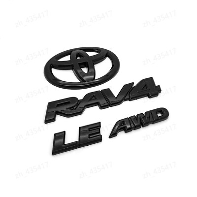 #ad OVERLAY 2019 2024 TOYOTA RAV4 LE AWD Hybrid GLOSS BLACK OUT EMBLEM KIT $42.85