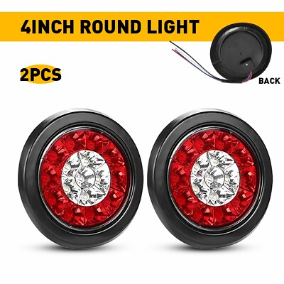 #ad #ad 2X ROUND TRAILER LED 4quot;INCH LED TRAILER TRUCK TURN STOP TAIL BRAKE REVERSE LIGHT $18.99