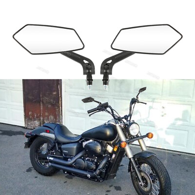 #ad Black ABS Rearview Side Mirrors Motorcycle For Honda Shadow VLX 600 Spirit 750 $19.45