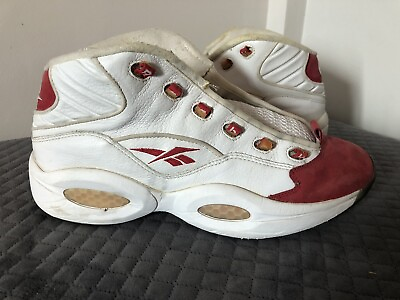 #ad 2006 Reebok Question Mid 10th Anniversary White Pearlized Red Iverson Mens Sz 13 $35.00