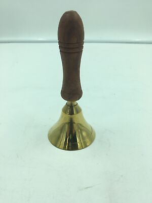 Wooden Handle Brass Bell 5quot; Hand Held For Religious Service Hotel amp; Dinner $6.98