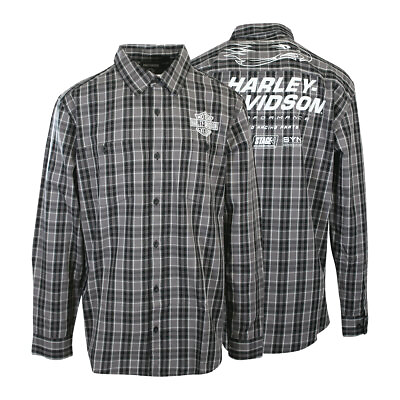 #ad Harley Davidson Men#x27;s Shirt Black Screamin#x27; Eagle Plaid L S S56 $43.75